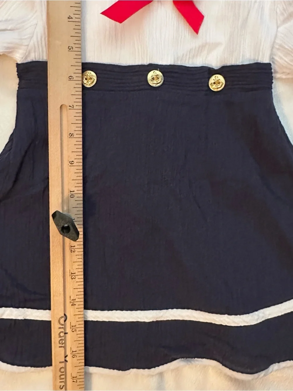 Vintage Youngland Navy & White Nautical Dress 2T Sailor Gold Button Short Sleeve
